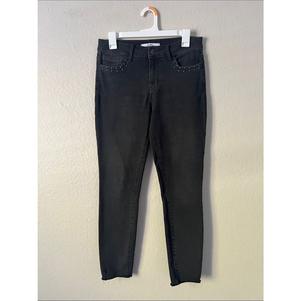 EUC Sam Edelman The Kitten Mid Rise Skinny Ankle Raw hem Washed Black  29